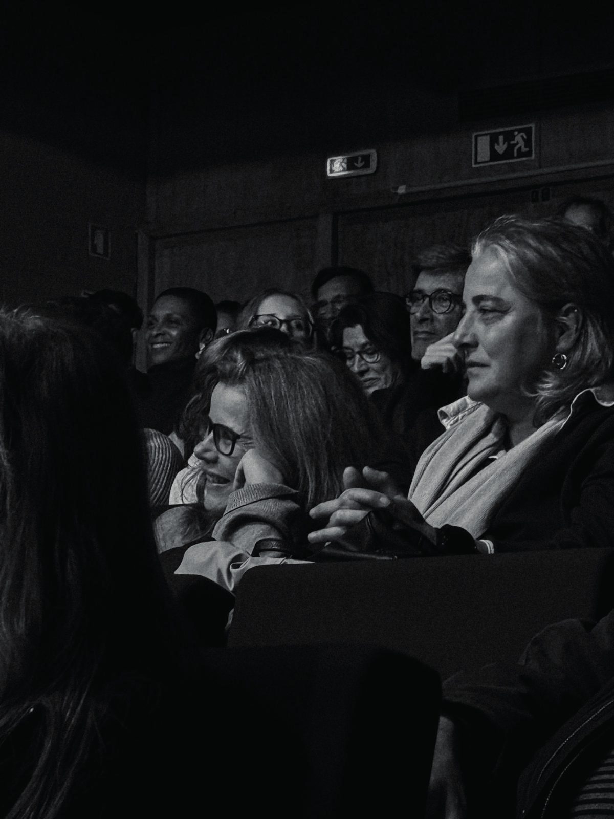 Público de uma sala de teatro a rir durante o espetáculo